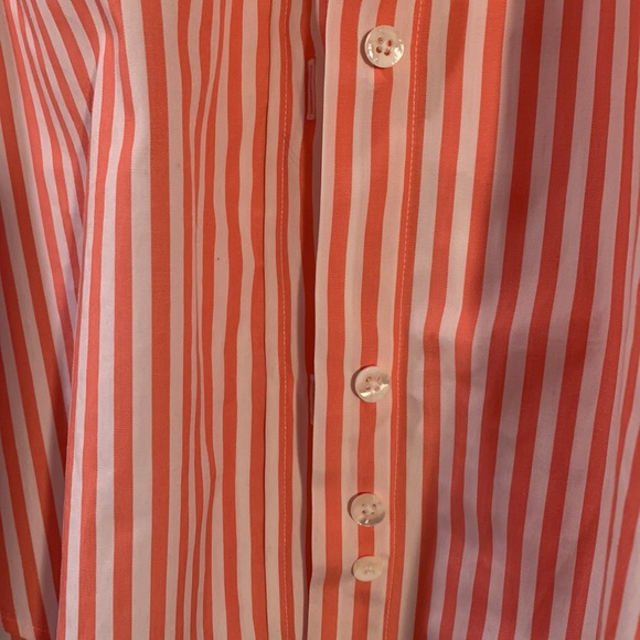“Mellon & white stripe all cotton classic long-sleeve shirt. New - Picture 4 of 4